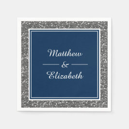 Imitate Silver Glitzer Navy Blue Hochzeitspapier Serviette