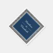 Imitate Silver Glitzer Navy Blue Hochzeitspapier Serviette (Ecke)