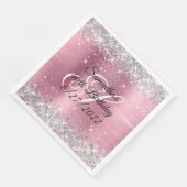 Imitate Silver Glitzer Pink Foil 40. Geburtstag Serviette (Ecke)