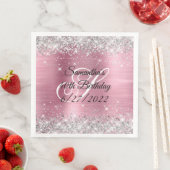 Imitate Silver Glitzer Pink Foil 40. Geburtstag Serviette (Beispiel)