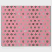 Imitate Silver Glitzer & Pink Medium Polka Dot Geschenkpapier (Flach)