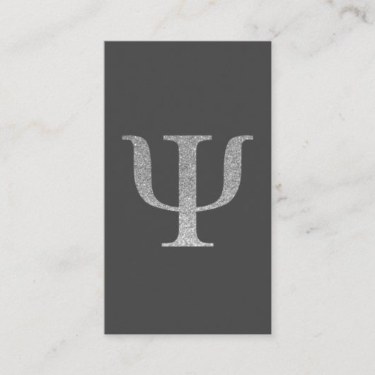 Imitate Silver Glitzer Psi Symbol Business Card Visitenkarte (Vorderseite)
