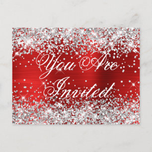 Imitate Silver Glitzer Red Foil 16 . Geburtstag Postkarte