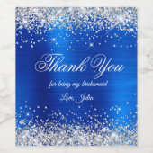 Imitate Silver Glitzer Royal Blue Foil Vielen Dank Weinetikett (Einzelnes Label)