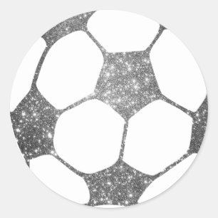 Imitate Silver Glitzer Soccer Ball Sticker