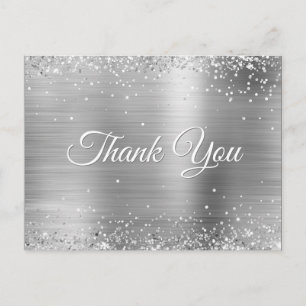 Imitate Silver Glitzer Sprinkled Foil Vielen Dank Postkarte