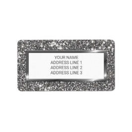 Imitate Silver Glitzer Textur Look & Custom Text Adressaufkleber