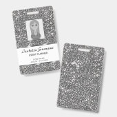 Imitate Silver Glitzer Textur Look & Custom Text Ausweis (Vorder- & Rückseite)