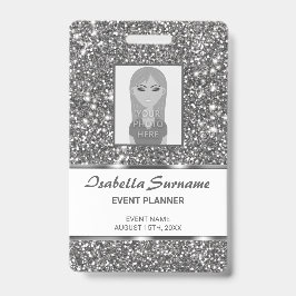 Imitate Silver Glitzer Textur Look & Custom Text Ausweis