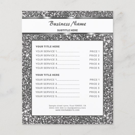Imitate Silver Glitzer Textur Look & Custom Text Flyer (Vorne)