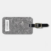 Imitate Silver Glitzer Textur Look & Custom Text Gepäckanhänger (Vorderseite horizontal)