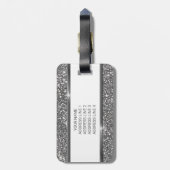 Imitate Silver Glitzer Textur Look & Custom Text Gepäckanhänger (Rückseite vertikal)