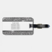 Imitate Silver Glitzer Textur Look & Custom Text Gepäckanhänger (Rückseite horizontal)
