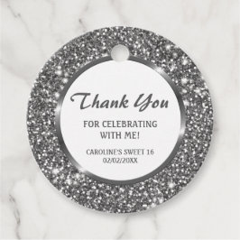 Imitate Silver Glitzer Textur Look & Custom Text Geschenkanhänger