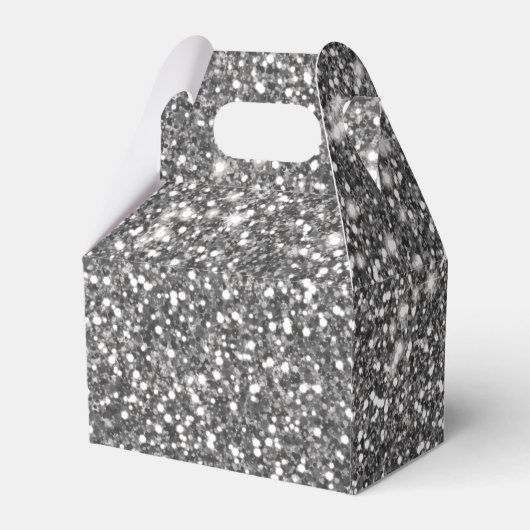 Imitate Silver Glitzer Textur Look & Custom Text Geschenkschachtel (Rückseite)