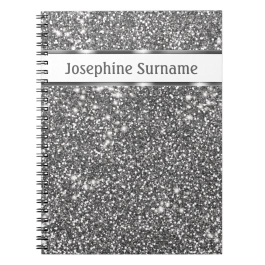 Imitate Silver Glitzer Textur Look & Custom Text Notizblock (Vorderseite)