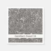 Imitate Silver Glitzer Textur Look & Custom Text Serviette (Vorderseite)