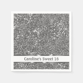 Imitate Silver Glitzer Textur Look & Custom Text Serviette