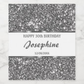 Imitate Silver Glitzer Textur Look & Custom Text Weinetikett (Einzelnes Label)