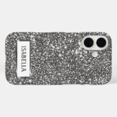 Imitate Silver Glitzer Textur Look & Individuelle Case-Mate iPhone Hülle (Rückseite (Horizontal))