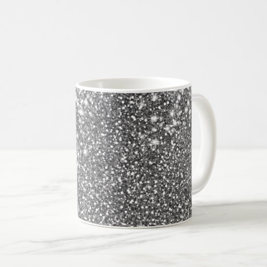 Imitate Silver Glitzer Textur Look & Individuelle  Kaffeetasse (VorderseiteRechts)