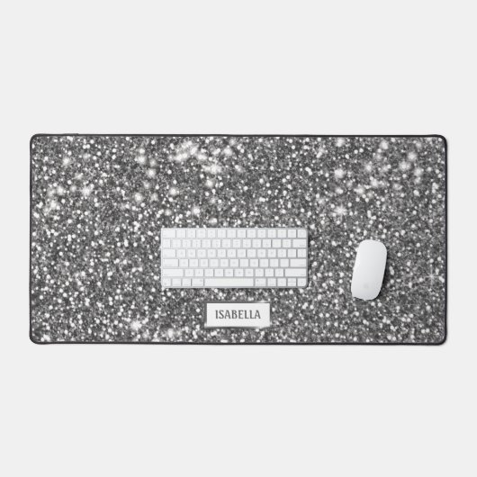 Imitate Silver Glitzer Textur Look & Individuelle Schreibtischunterlage (Tastatur & Maus)
