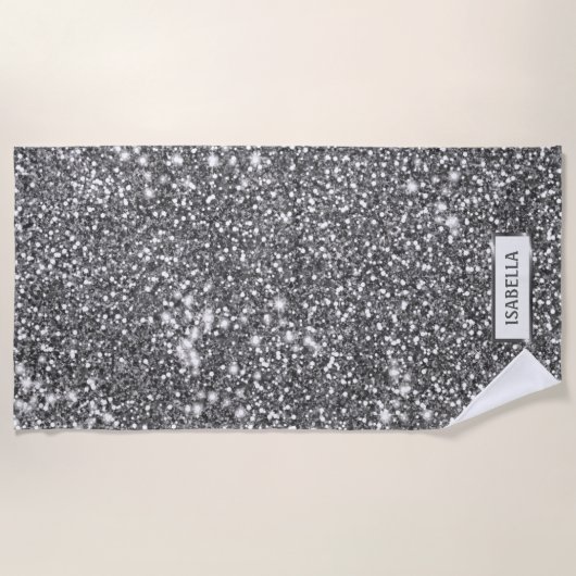 Imitate Silver Glitzer Textur Look & Individuelle Strandtuch (Vorderseite)