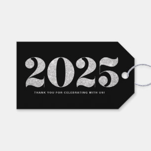 Imitate Silver Glitzer Typografie 2024 Neujahr Sch Geschenkanhänger