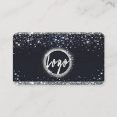 Imitate Silver Glitzer und Black Elegante QR Code Visitenkarte (Vorderseite)