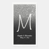 Imitate Silver Glitzer und Black Ombre Monogram Serviette (Vorderseite)