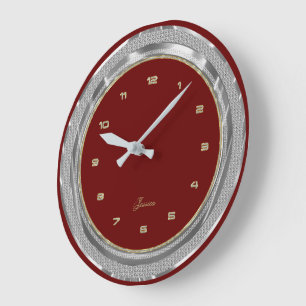 Imitate Silver & Gold Border Benutzerdefinierter R Große Wanduhr