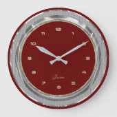 Imitate Silver & Gold Border Benutzerdefinierter R Große Wanduhr (Vorderseite)