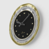 Imitate Silver & Gold Border Custom Black Backgrou Große Wanduhr (Winkel)