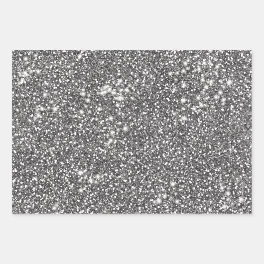 Imitate Silver Gray Glitzer Texture Look-like Desi Geschenkpapier Set (Vorderseite)