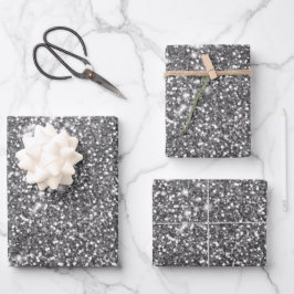 Imitate Silver Gray Glitzer Texture Look-like Desi Geschenkpapier Set
