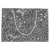 Imitate Silver Gray Glitzer Texture Look-like Desi Große Geschenktüte (Rückseite)
