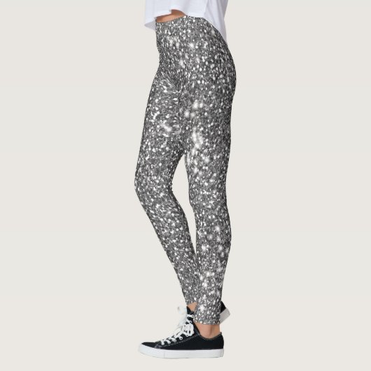 Imitate Silver Gray Glitzer Texture Look-like Desi Leggings (Links)