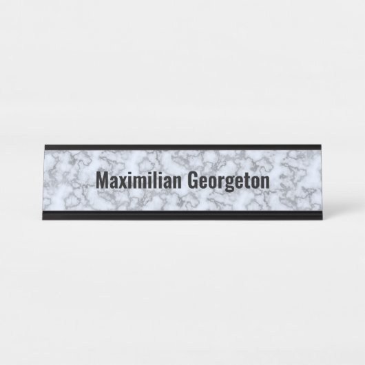 Imitate Silver Gray Marble - Neutral für jedes Bür Schreibtischnamensplakette (Vorderseite )