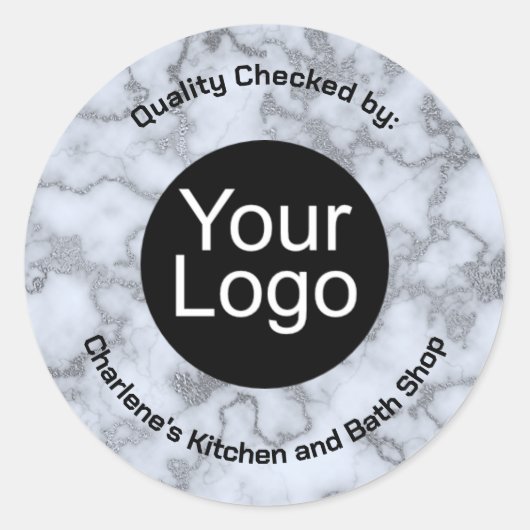 Imitate Silver Gray Marmor Runder Aufkleber (Vorderseite)