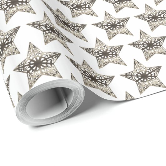 Imitate Silver Gray Stars Muster Weihnachten Elega Geschenkpapier (Rolleneckpunkt)