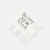 Imitate Silver Gray Typografy Happy New Year Napki Serviette (Ecke)