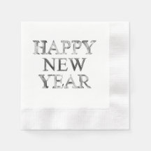 Imitate Silver Gray Typografy Happy New Year Napki