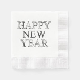 Imitate Silver Gray Typografy Happy New Year Napki Serviette