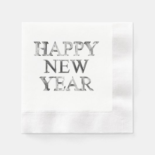 Imitate Silver Gray Typografy Happy New Year Napki Serviette (Vorderseite)