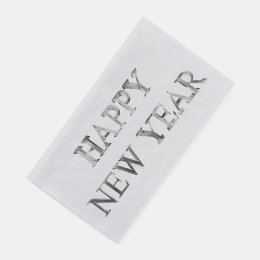 Imitate Silver Gray Typografy Happy New Year Napki Serviette (Ecke)