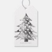 Imitate Silver Gray Weihnachtsbaum Elegante Modern Geschenkanhänger (Vorderseite)