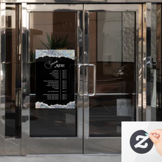 Imitate Silver Iridescent Glitzer Services Menü Fensteraufkleber (Büro Tür)