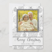 Imitate Silver Leaf Weihnachtsschmuck Foto Feiertagskarte (Vorderseite)