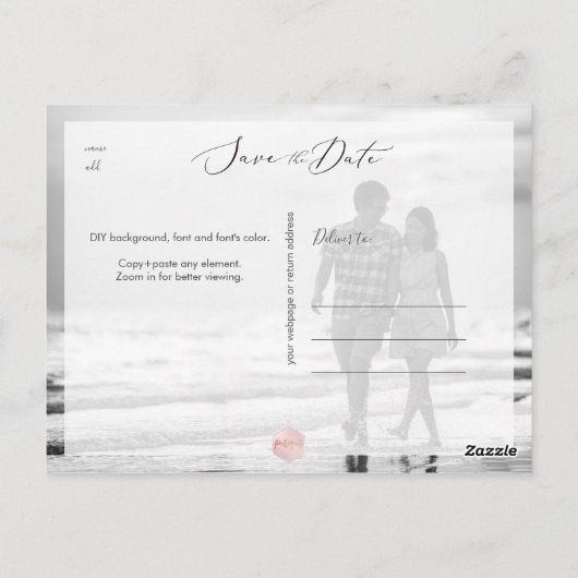 Imitate Silver Map, jedes Ziel Save the Date Postkarte (Rückseite)