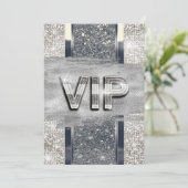 Imitate Silver Metallic Bling VIP Party Einladung (Stehend Vorderseite)